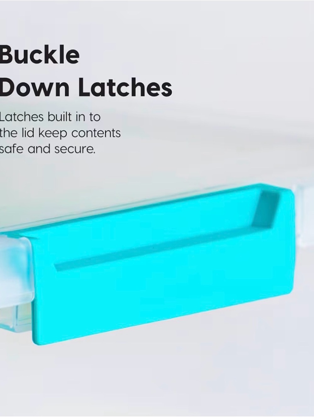 4 Qt  6 Clear Stackable Storage Bins with Teal Latches - 6 Pack - Picture 3 of 6